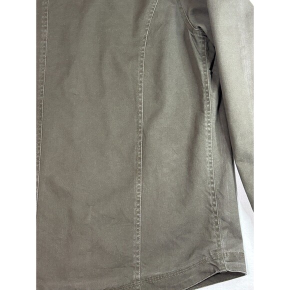 Flag Anthem Olive Mock Neck Trucker Military Shirt Jacket Zip Up Hidden Button - Picture 15 of 16